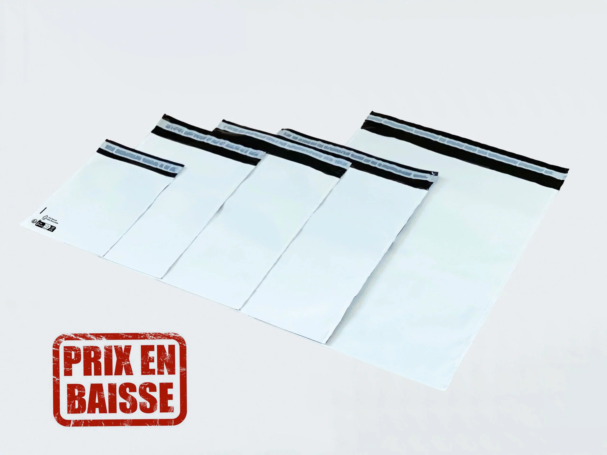 Lot de 100 Enveloppes pochettes d'expédition plastiques blanches opaques A5  170 x 240 mm 50 microns. 17x24 cm Enveloppe fine 5g, légère, solide,  inviolable et imperméable. : : Fournitures de bureau