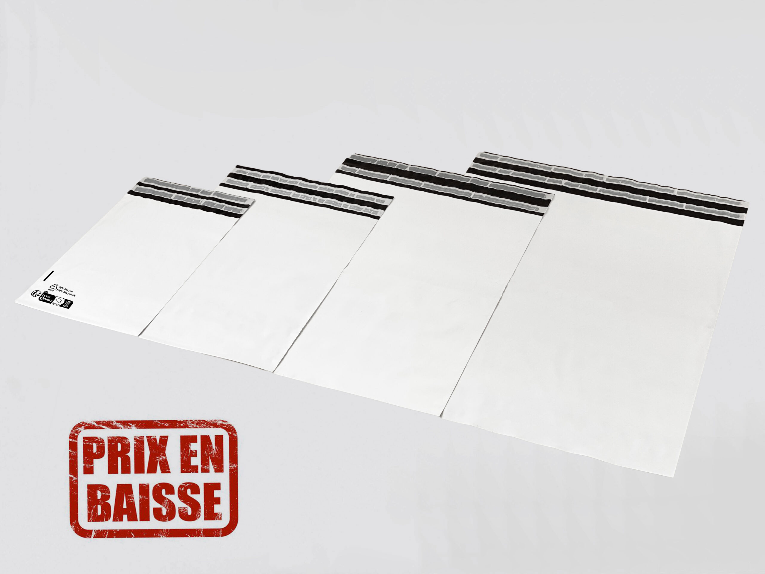250 Enveloppes plastique Aller Retour 60 microns 400x520