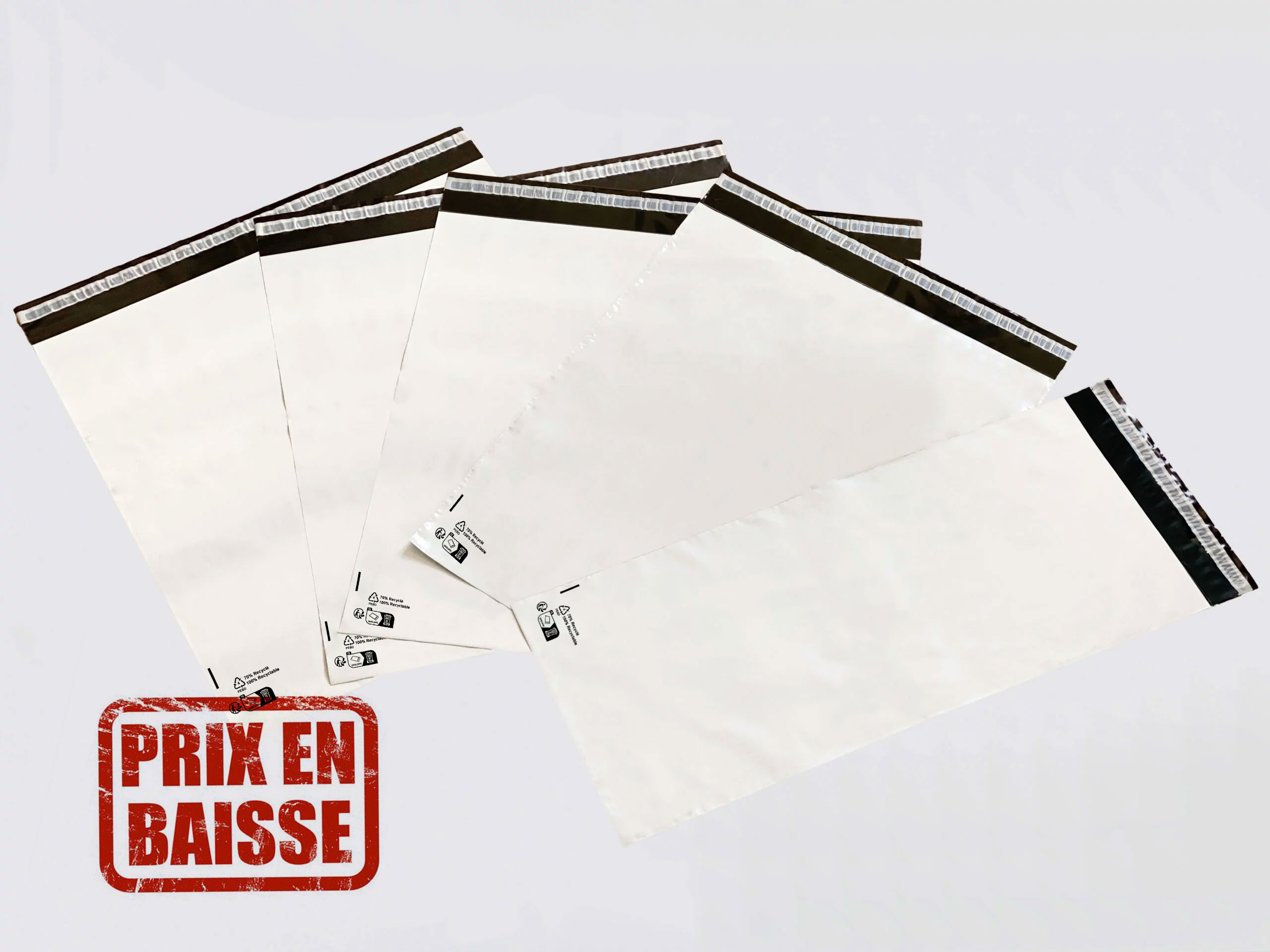 Lot de 10* enveloppes plastiques blanches opaques d'expéditions