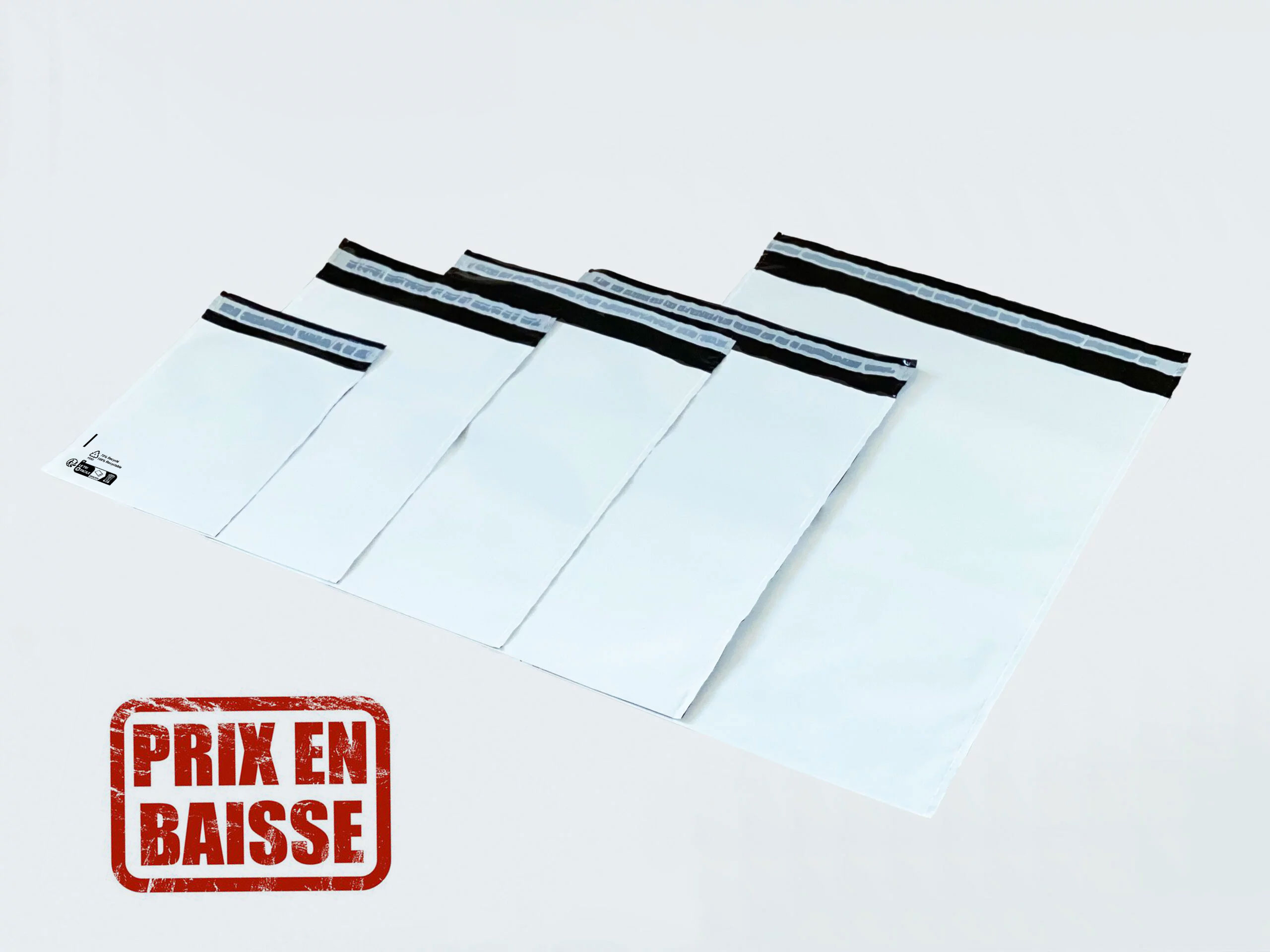 250 Enveloppes plastique opaques 80 microns N°4 335x410mm