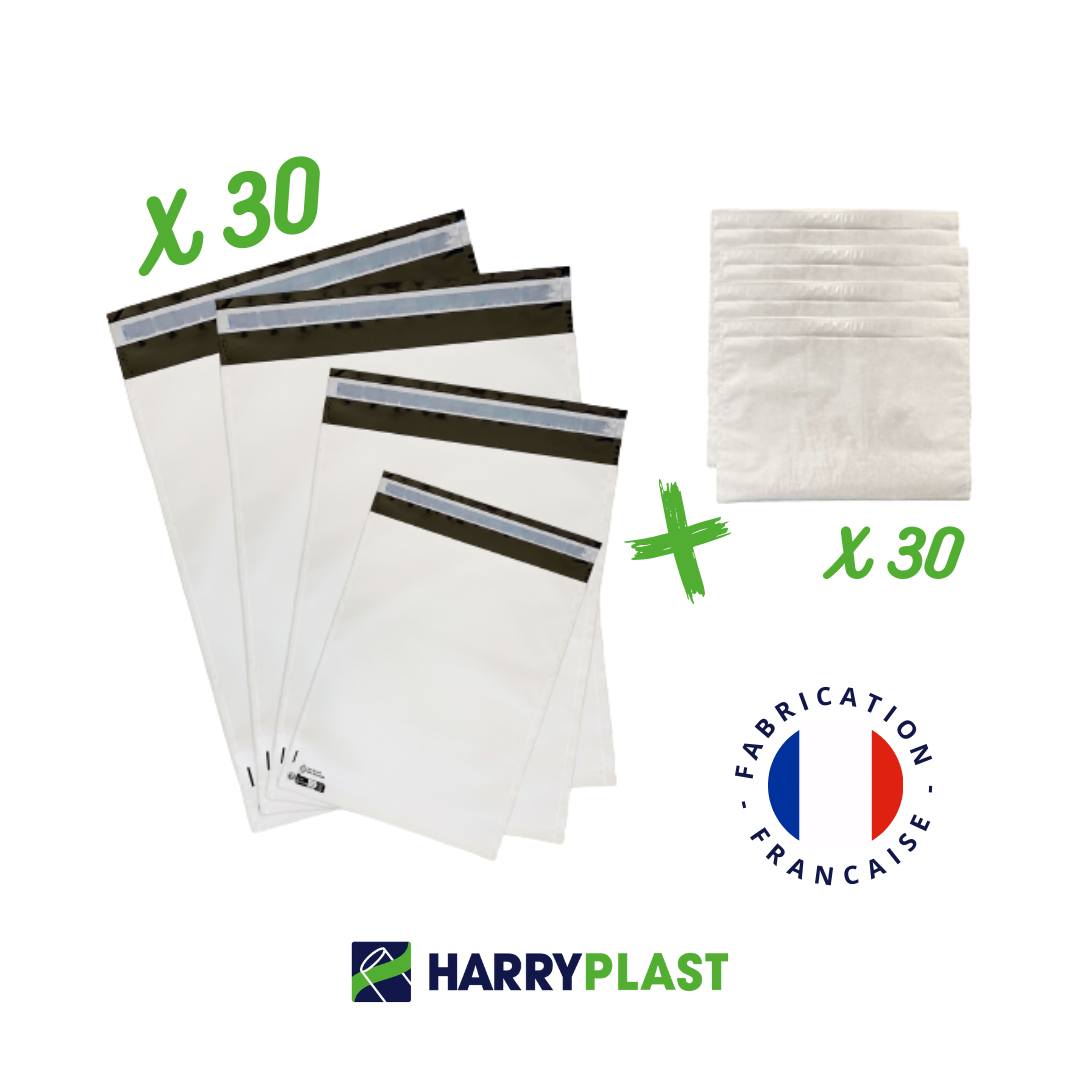 250 Enveloppes plastique opaques 80 microns N°4 335x410mm - Harry